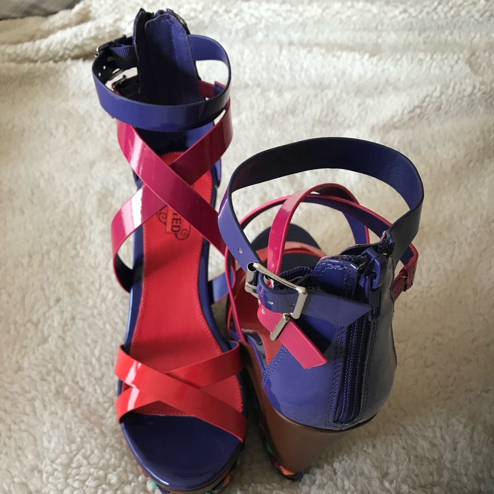 Purple and pink strap Unlisted brand shoes. Size 8.5. Never worn.